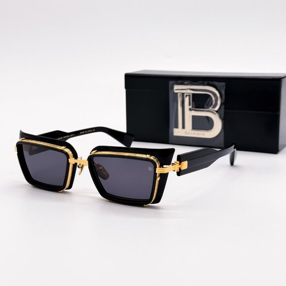 NEW BALMAIN ADMIRABLE BPS-130A UNISEX BLACK/GOLD SUNGLASSES BALMAIN - Picture 1 of 14